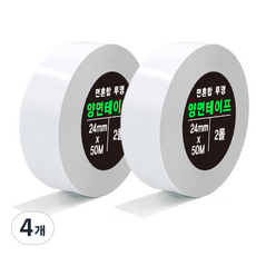 棉混油性高張力透明雙面膠帶 24mm x 50m, 4個, 不透明