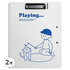 Gold Pang 少女插畫可愛折疊式A4文件板夾, 2個, 藍色