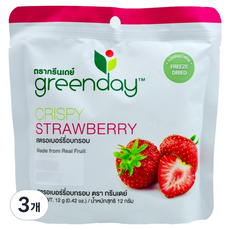 greenday 香脆草莓水果脆片, 3個, 12g