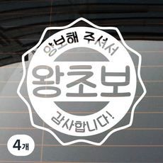 뭉키데코 자동차 스티커 엠블렘 지그원 왕초보, 반사지, 4개