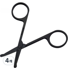 블루리빙 스테인리스 스틸 둥근 코털 가위, 블랙, 4개