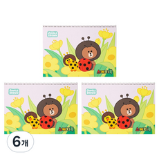 라인프렌즈 두꺼운 스케치북, 345 x 245 mm, 6개, 20매