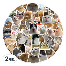 특별한상점 노트북 캐리어 여행 귀여운 고양이 스티커 세트 GT216, 미야오 월드, 2세트
