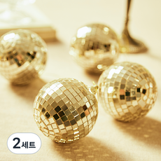 크리스마스 오너먼트 미러 볼 장식 4p + 종이박스 세트, 실버, 2세트