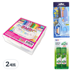 종이나라 13000 무늬모아 색종이 케이스 300매 + 고쿠요 SAXA 플라이 캡 가위 블루 + 나라풀 15g x 2p 세트, 2세트, 30색