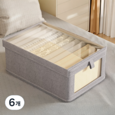 日常Point 防塵衣物布料罩收納箱, 6個, 灰色