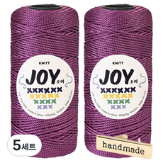 니뜨 조이얀 코바늘 가방뜨기 좋은 PP실 100g x 2p + 핸드메이드 금속라벨 세트, 41 그레이프, 5세트