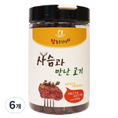 헬로도기 강아지 사슴과 만난 고기 육포 간식, 6개, 304g, 혼합맛(사슴 / 오리고기)