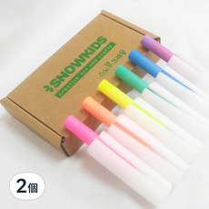 SNOWKIDS 寶寶安全無痕塗鴉蠟筆 韓國產 超強清潔力, 6色, 2個, 冰雪藍 / 杏玫紅 / 極光黃 / 粉凝綠 / 芋慕紫 / 橙柚橘