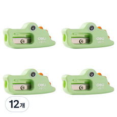 deLi 得力 便攜式迷你可愛鱷魚1孔削筆器, 綠色, 12個