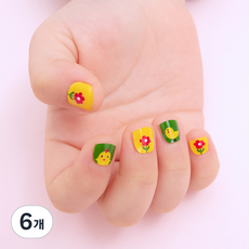 글로시블라썸 프린세스 젤리카 어린이 젤 네일 스트립, 플라이 칙, 6개