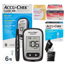아큐첵 로슈 가이드 미 혈당측정기 채혈기 검사지 50p 채혈침 100p 알콜솜 100p, 6개, Accu-Chek Guide Me Kit