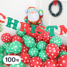 P&B Unity 聖誕節混合圓點氣球, 紅色 + 深綠色, 100個