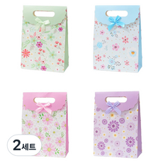 마켓감성 플랩 리본 선물가방12P 대형, 꽃, 2세트