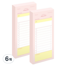 뮤니드 체크리스트 핸디 메모패드, 핑크, 6개, 80매