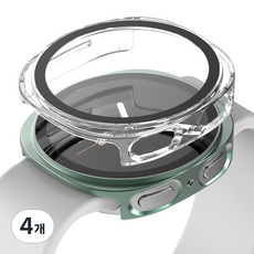 누아트 변색없는 풀커버 하드케이스, 그린 + 투명, 4개