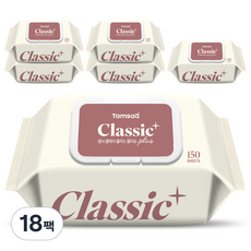 탐사 클래식 플러스 대용량 물티슈 캡형, 18개, 150매, 40g