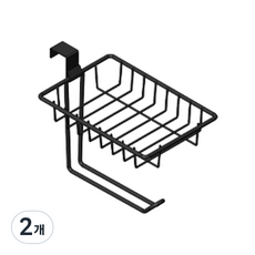 HappyEasy 浴室廁所免鑽孔掛鉤 壁掛式衛生紙架 毛巾架 掛鉤型, 2個, 黑色