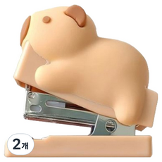 엠에스코퍼레이션 큐티바라 카피바라 휴대용 미니 스테이플러 33호 호환, 2개, 브라운