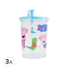 Dung Jin 佩佩豬吸管杯 兒童學習水杯, 280cc, 3入, 藍