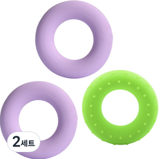 실리콘 도넛 손 악력기 50LB 2p + 지압 악력기, 에쉬바이올렛 + 형광, 2세트