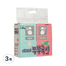 네꼬모리 두부국시 나노입자 고양이 모래, 2.8kg, 3개, 무향