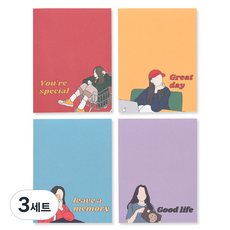 왈가닥스 뉴트로 A 메모지 4종 세트, Special, Great day, Leave a memory, Good life, 3세트