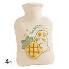 에버하우스 귀여운 토끼 보온 물주머니 1000ml 옐로우 FREE, 4개