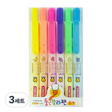 MORRIS 圓形彩色筆 螢光 6色組, 3套, 螢光粉紅, 螢光橘, 螢光黃, 螢光淺綠, 螢光天藍, 螢光紫