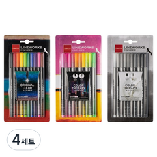 라인플러스 라인웍스 화인라이너 블리스터 0.3mm 10색 오리지날 + 네온 + 블랙 세트, 혼합색상, 4세트
