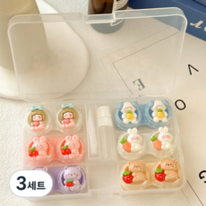 특별한상점 요일별 귀여운 콘택트렌즈 케이스 6종 + 흡착봉 집게 세트, A, 3세트