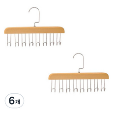 몰투유 논슬립 회전용 넥타이걸이, 원목, 6개