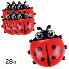 블럭마트 무당벌레 칫솔걸이, 레드, 28개