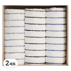 시크라인 스트라이프 호텔수건 190g 코마사 3p 선물세트, 블루 + 네이비, 2세트