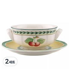 빌레로이앤보흐 프렌치가든 플로렌스 스프컵 + 받침 세트 17cm, 혼합색상, 2세트