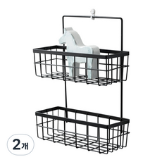 JCC貿易 層疊鐵線雙層壁掛層架, 2個, 黑色