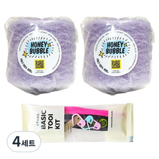 Knitt Honey Bubble 菜瓜布錐形編織線 400g x 2入 + 基礎編織工具組, 19 嬰兒紫, 4套