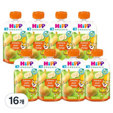 힙 유기농 과일 이유식 바나나 페어 망고, 100g, 16개, 혼합맛(바나나/배/망고)