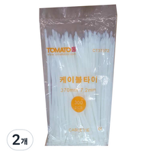 束線帶 長度 370mm x 寬度 7.2mm 300入, 2個, 白色