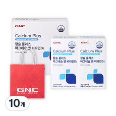 GNC 칼슘플러스 마그네슘 앤 비타민 D3 + 쇼핑백, 60정, 10개