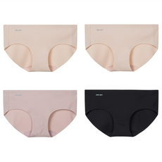 ONE BOY 無尺碼無鋼圈舒適無痕內褲4件組, 蜜桃茶 + 黑色 + 膚色