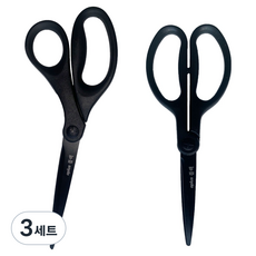 오플러스 코팅 가위 대 + 중 세트, 블랙, 3세트