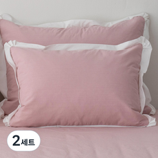 SCOHOme 生物水洗高密度純棉飯店式絎縫枕頭套 + 枕芯套組, 純粉色