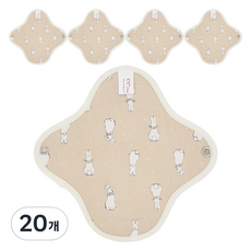 eechae 米色兔子棉布衛生棉, 1入, 20個
