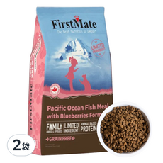 FirstMate 第一饗宴 無穀低敏 全貓配方飼料, 海魚藍莓, 1.8kg, 2袋