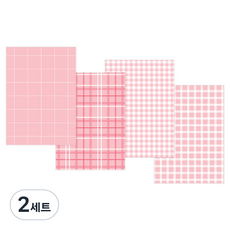 Iciel design 簡約格紋6孔活頁手帳補充內頁4件組 粉紅色, 2套