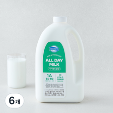 덴마크 신선한 저지방 & 칼슘 1A등급 올데이 밀크, 6개, 2.3L