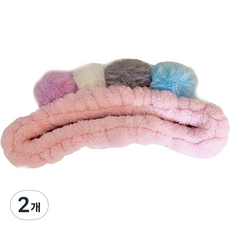 可愛All泡沫潔面髮帶, 粉色, 2個