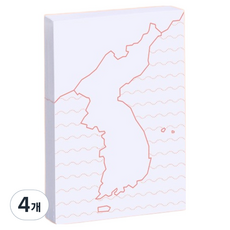 motemote 黏貼式地圖型韓國史便利貼 半島 Zoom, 4個, 60張, 白色