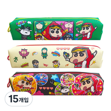 필박스 짱구는 못말려 미니사각 봉제필통, 랜덤 발송, 15개입